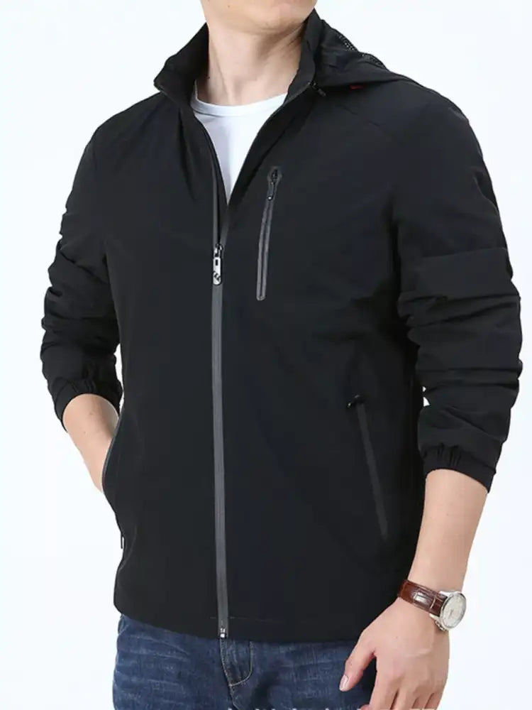 Men’s Plus Size Lightweight Zip Up Hooded Jacket