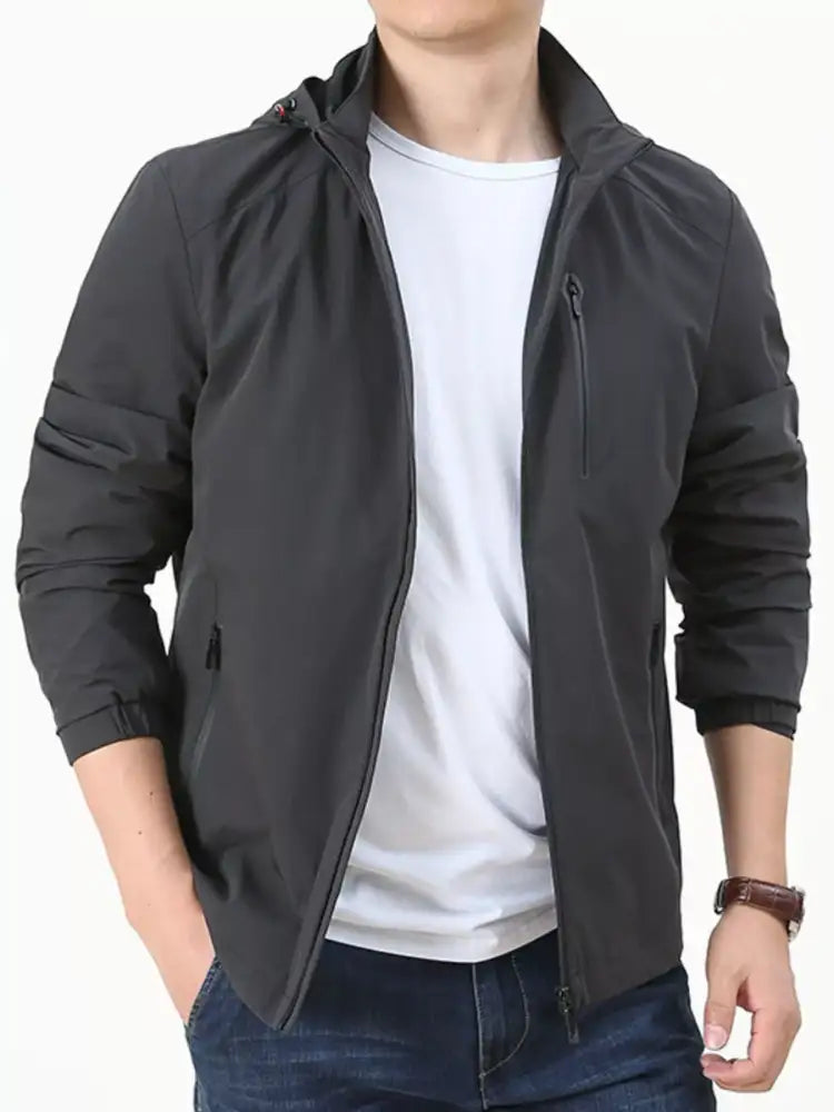 Men’s Plus Size Lightweight Zip Up Hooded Jacket