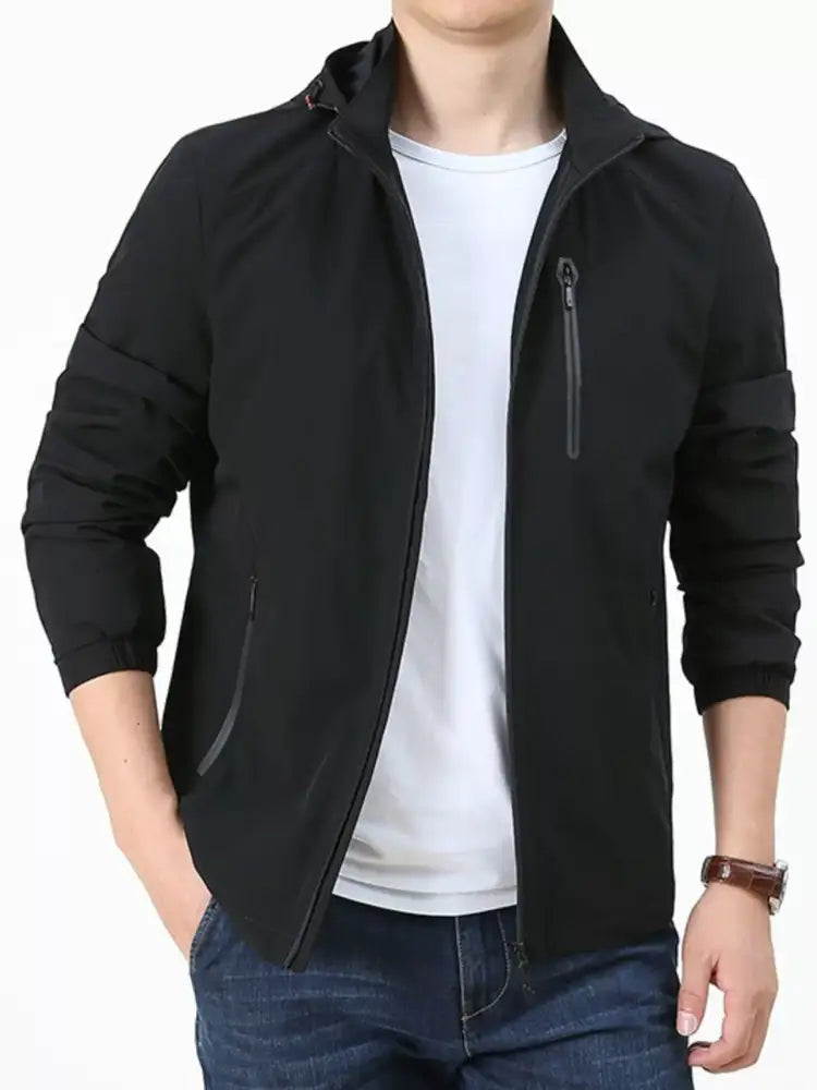 Men’s Plus Size Lightweight Zip Up Hooded Jacket