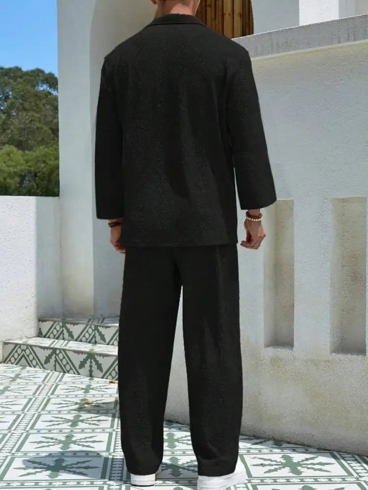 Men’s Plus Size Long Sleeve Top and Pants Set