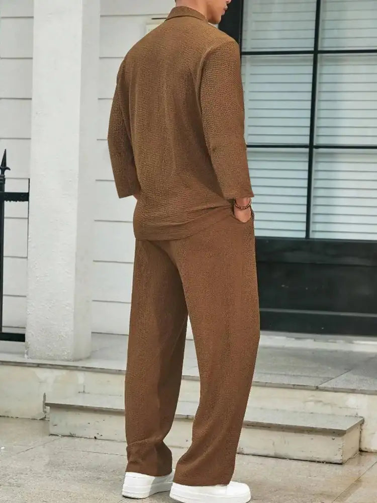 Men’s Plus Size Long Sleeve Top and Pants Set