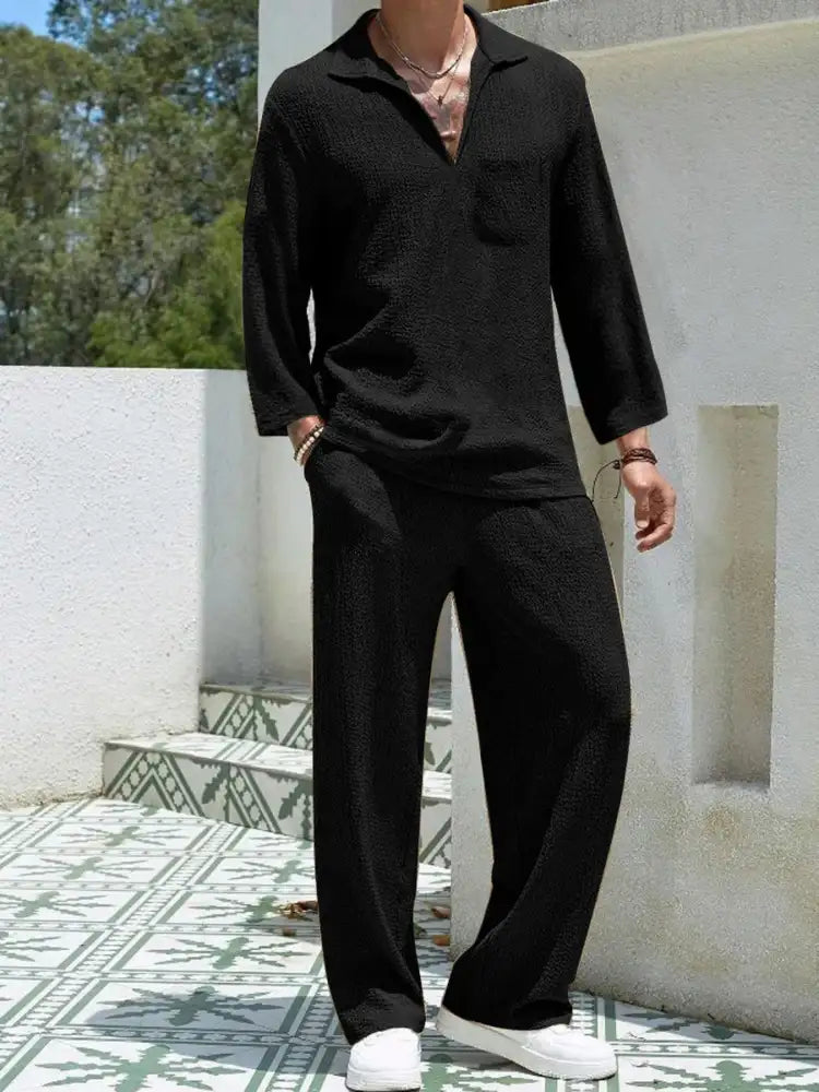 Men’s Plus Size Long Sleeve Top and Pants Set