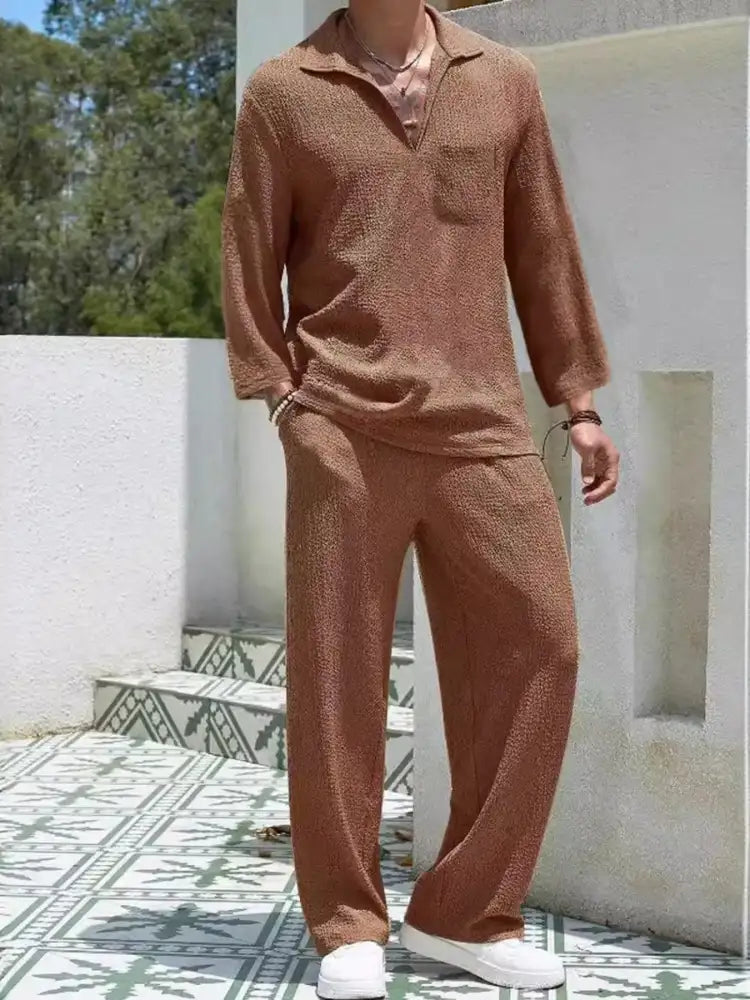 Men’s Plus Size Long Sleeve Top and Pants Set