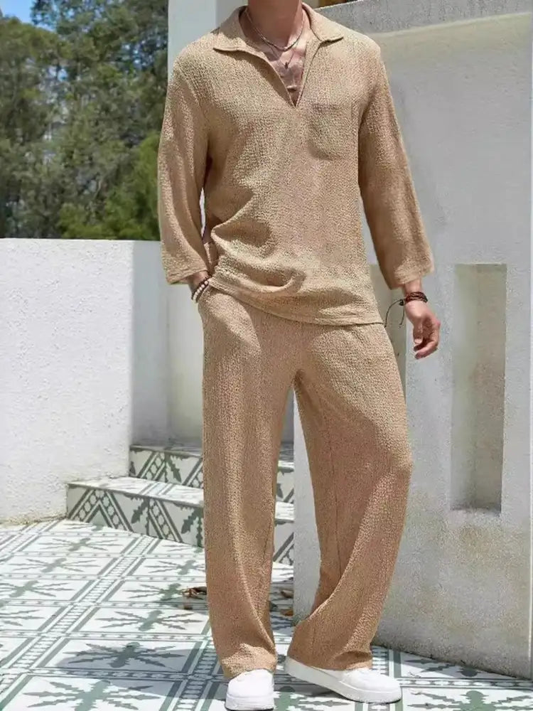 Men’s Plus Size Long Sleeve Top and Pants Set