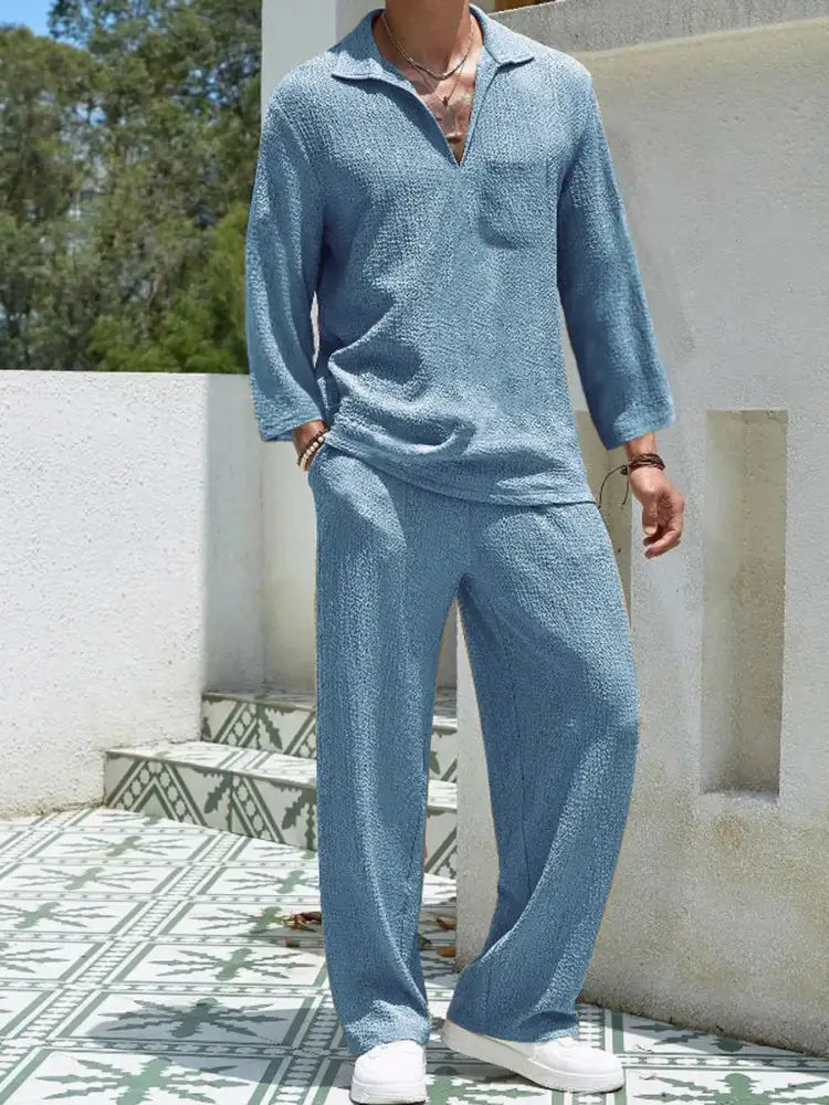 Men’s Plus Size Long Sleeve Top and Pants Set