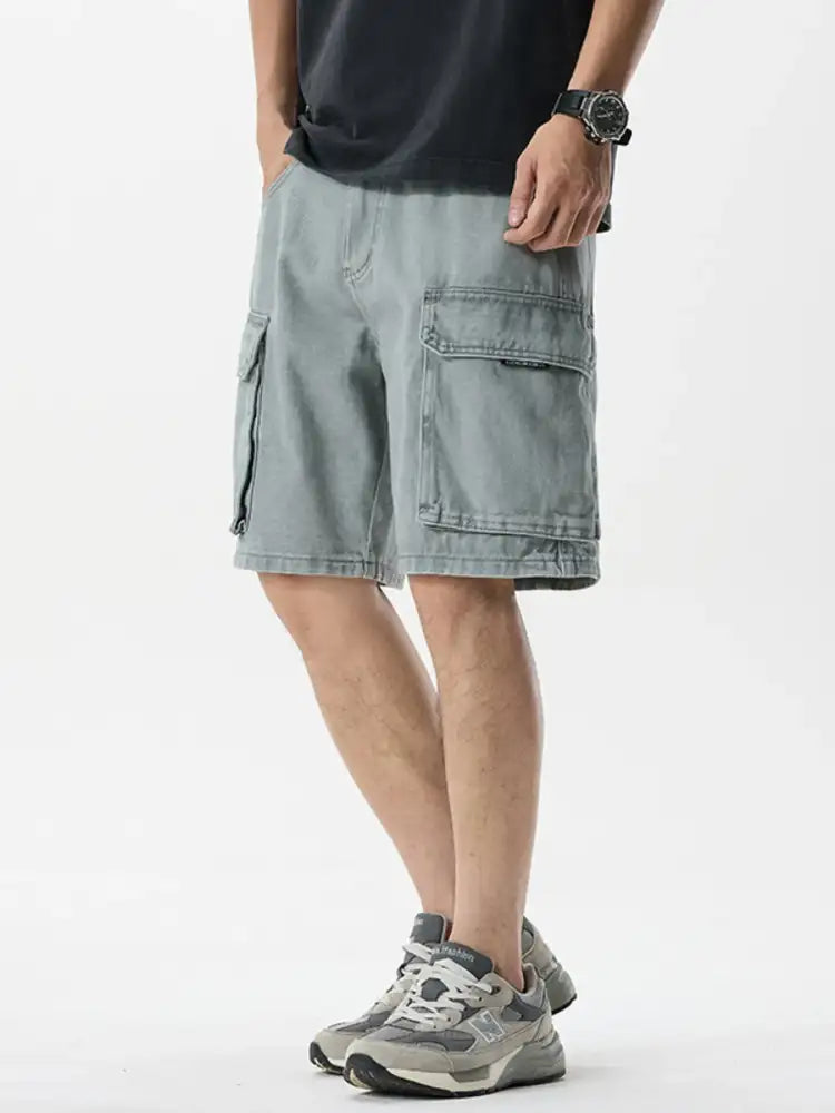 Men’s Plus Size Loose Fit Cargo Denim Shorts