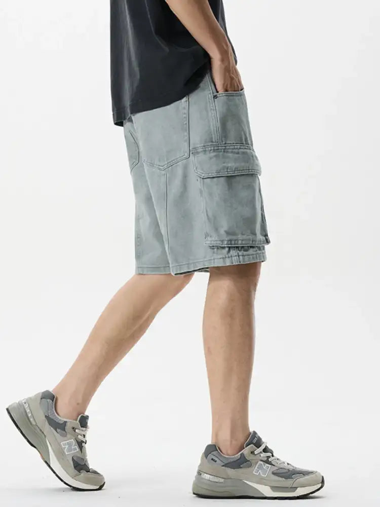 Men’s Plus Size Loose Fit Cargo Denim Shorts