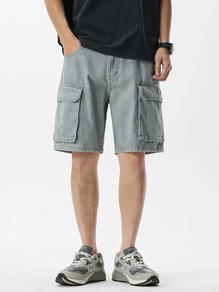 Men’s Plus Size Loose Fit Cargo Denim Shorts