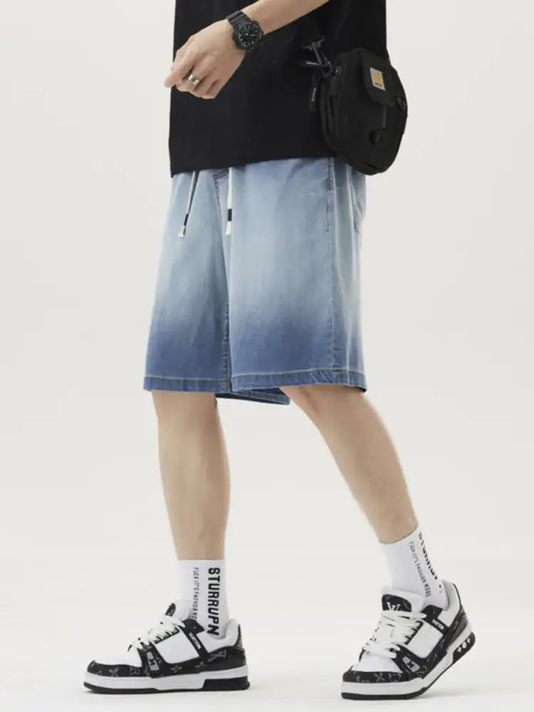 Men’s Plus Size Loose Fit Drawstring Denim Shorts
