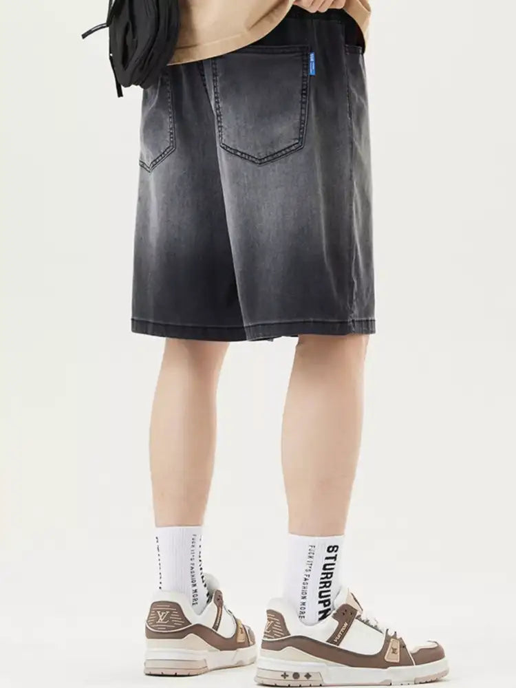 Men’s Plus Size Loose Fit Drawstring Denim Shorts