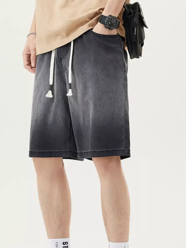 Men’s Plus Size Loose Fit Drawstring Denim Shorts