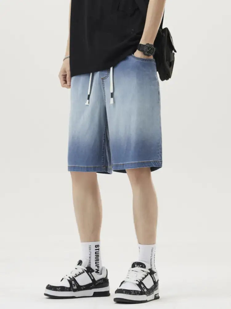 Men’s Plus Size Loose Fit Drawstring Denim Shorts