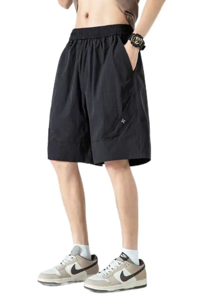 Men’s Plus Size Mesh Panel Training Shorts with Drawstring Waist