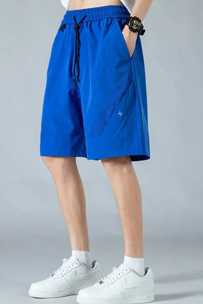 Men’s Plus Size Mesh Panel Training Shorts with Drawstring Waist