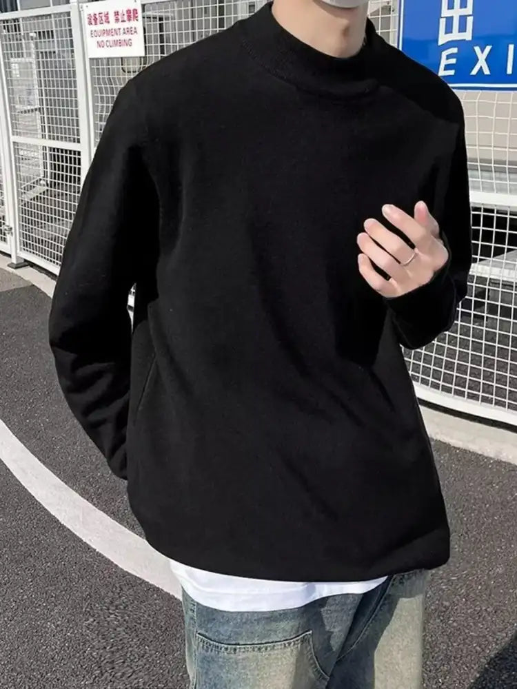 Men’s Plus Size Mock Neck Long Sleeve Knit Top