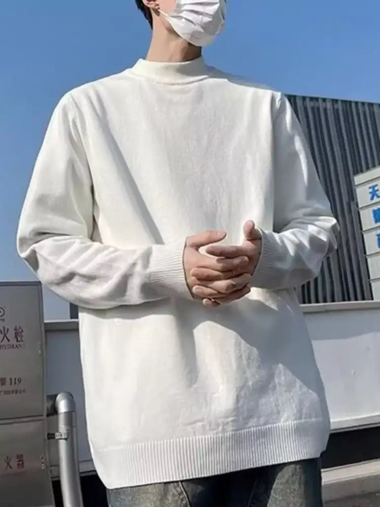 Men’s Plus Size Mock Neck Long Sleeve Knit Top