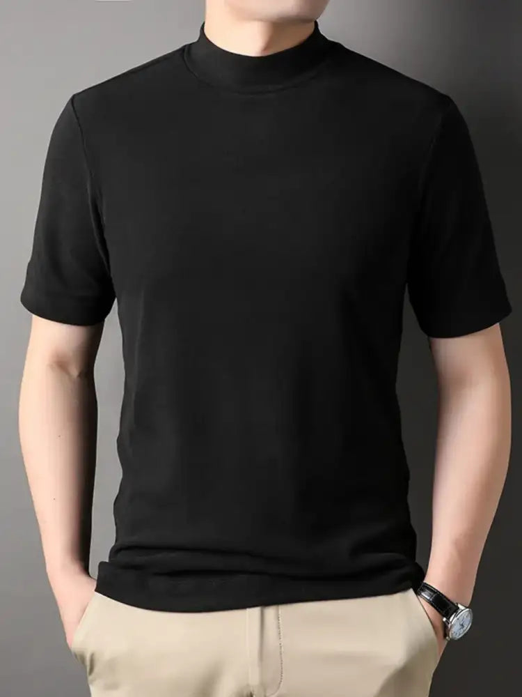 Men’s Plus Size Mock Neck Short Sleeve T-Shirt