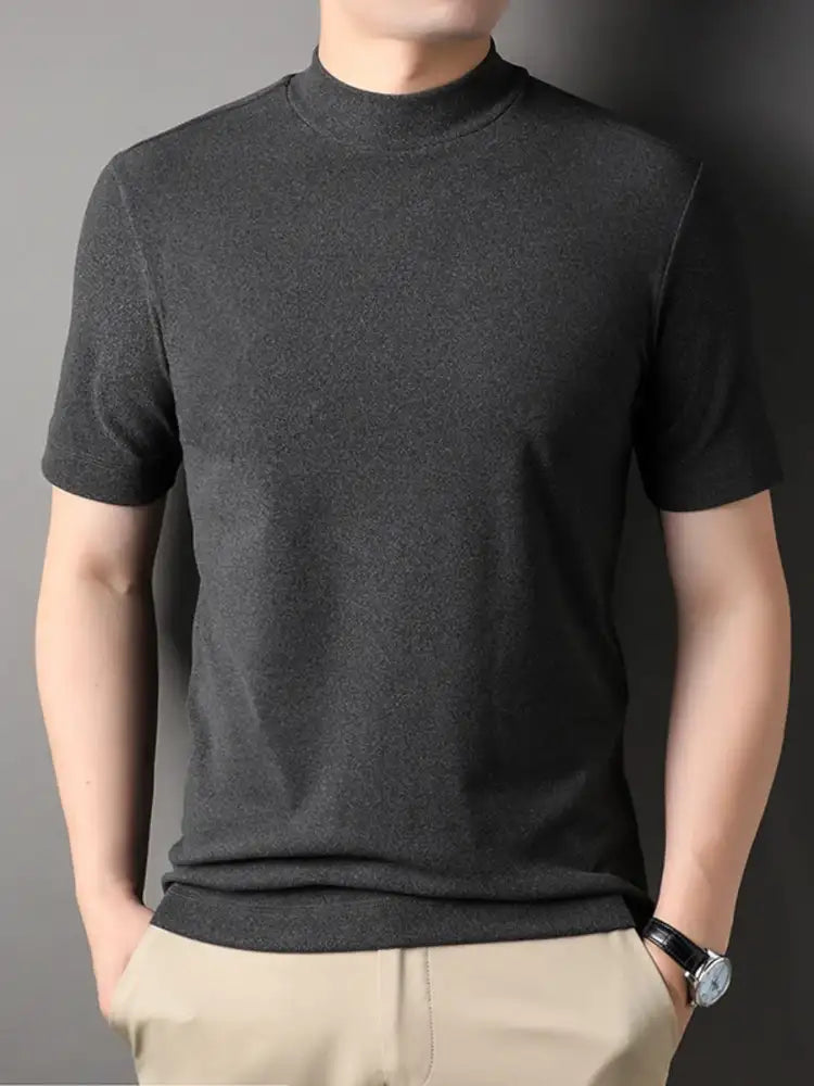 Men’s Plus Size Mock Neck Short Sleeve T-Shirt