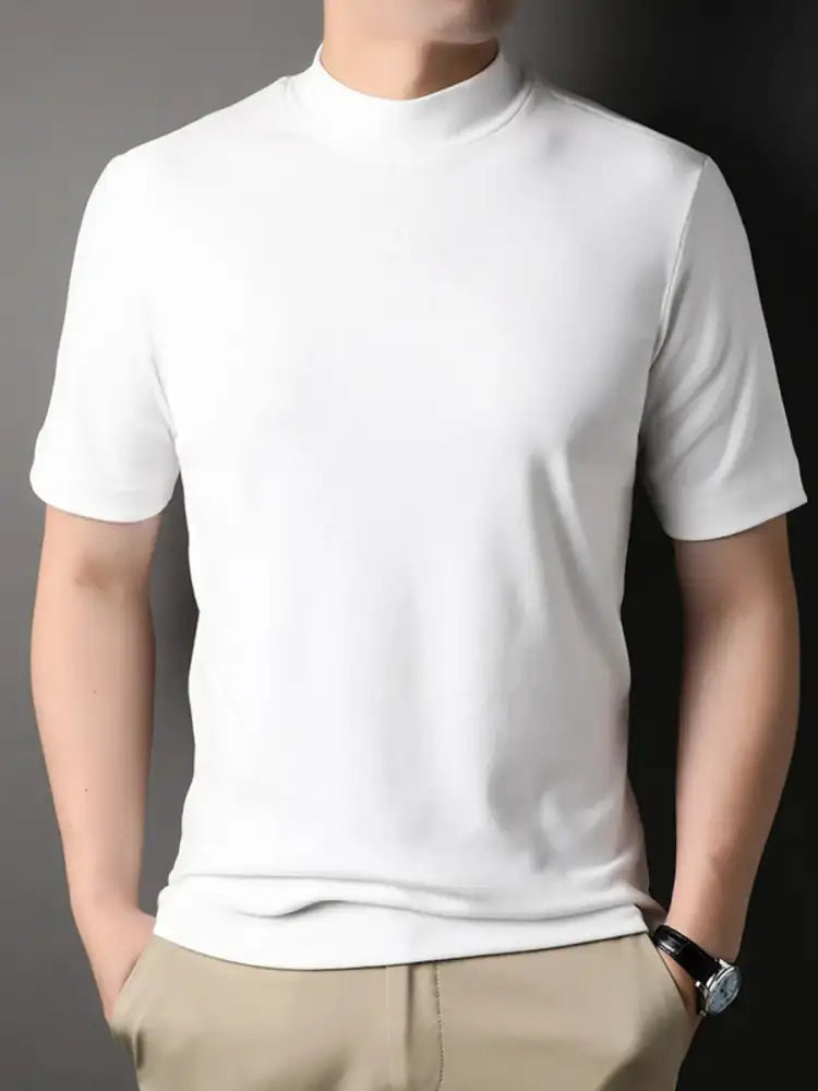 Men’s Plus Size Mock Neck Short Sleeve T-Shirt
