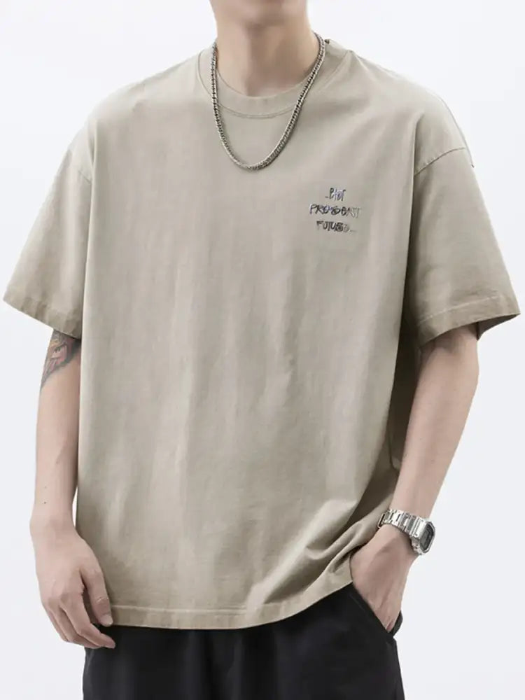 Men’s Plus Size Oversized Round Neck Letter Graphic T-Shirt