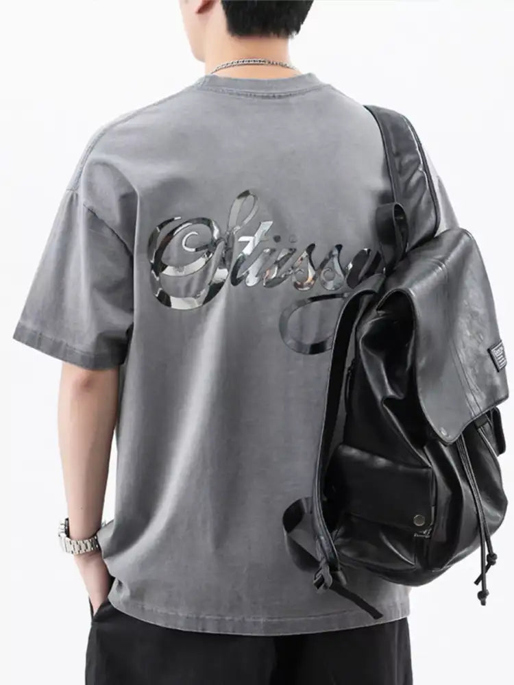 Men’s Plus Size Oversized Round Neck Letter Graphic T-Shirt