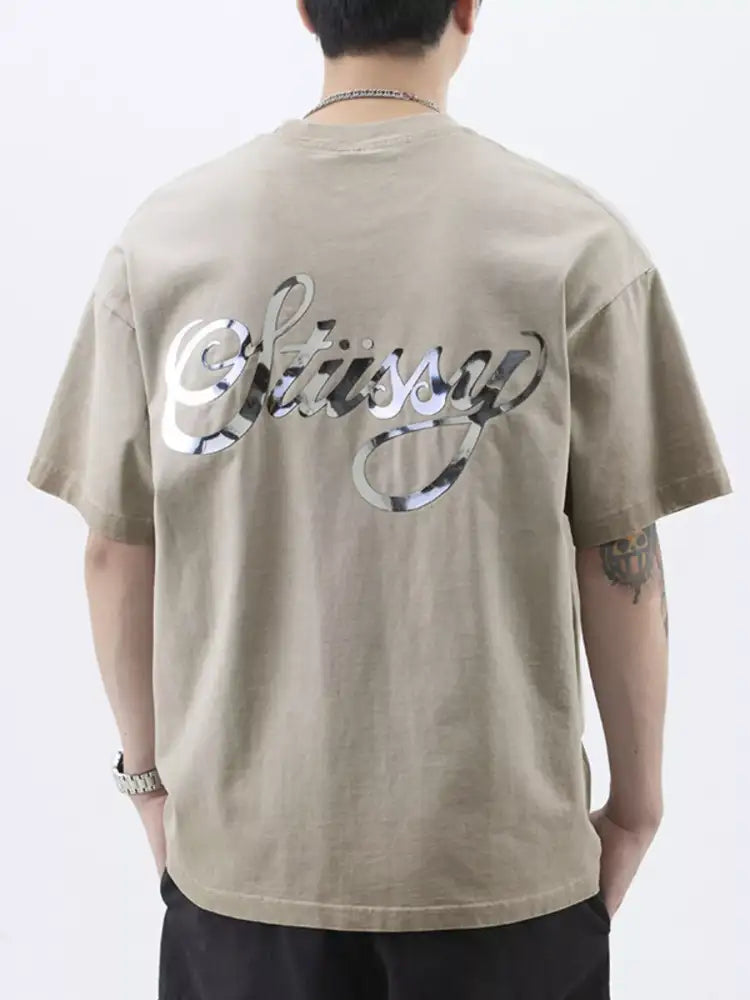 Men’s Plus Size Oversized Round Neck Letter Graphic T-Shirt