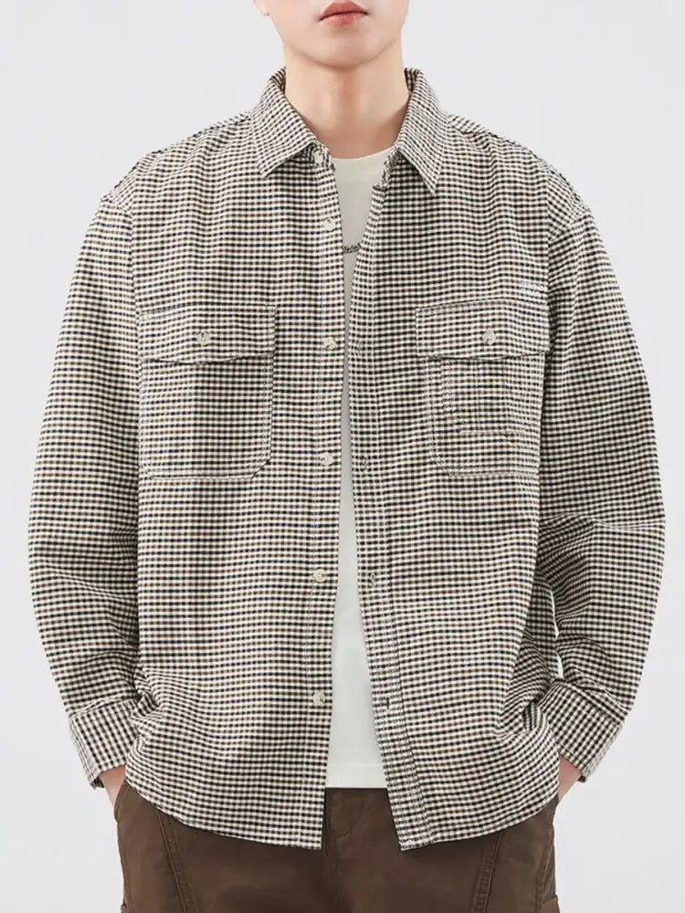 Men’s Plus Size Plaid Button Up Long Sleeve Shirt