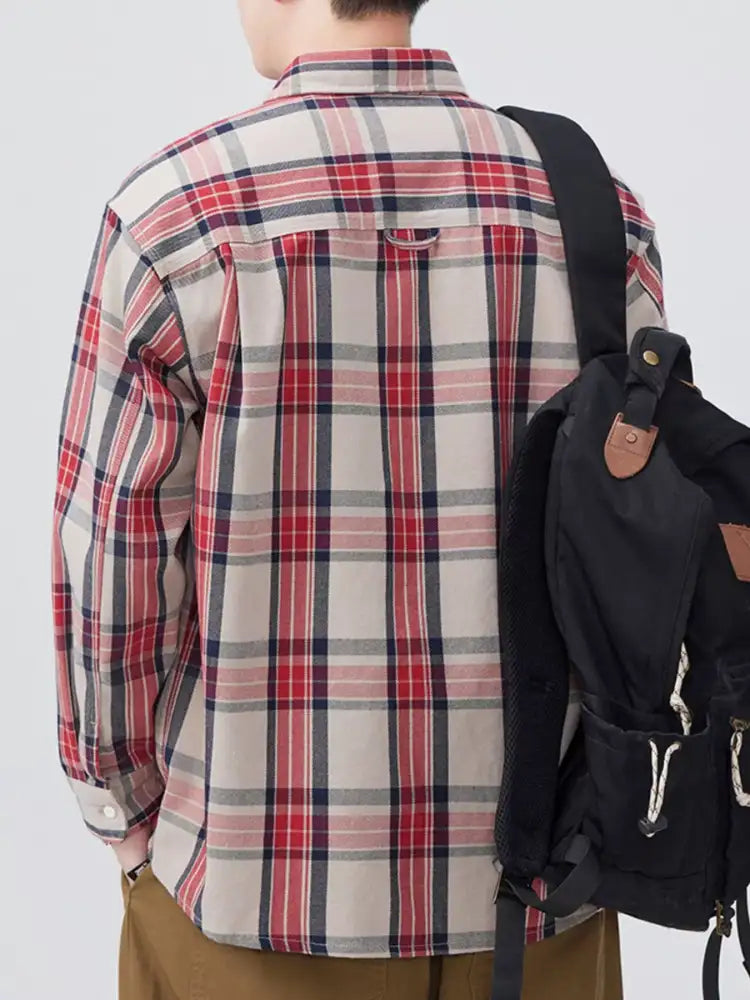 Men’s Plus Size Plaid Button Up Long Sleeve Shirt