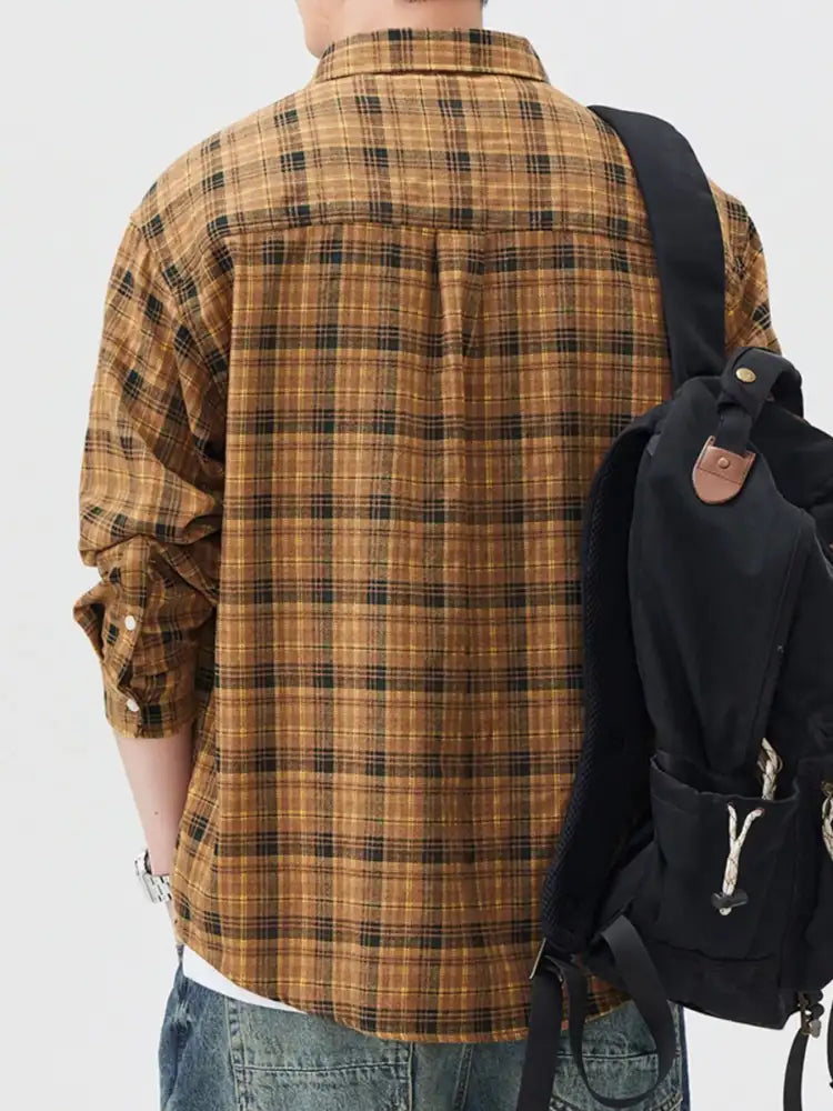 Men’s Plus Size Plaid Button Up Long Sleeve Shirt