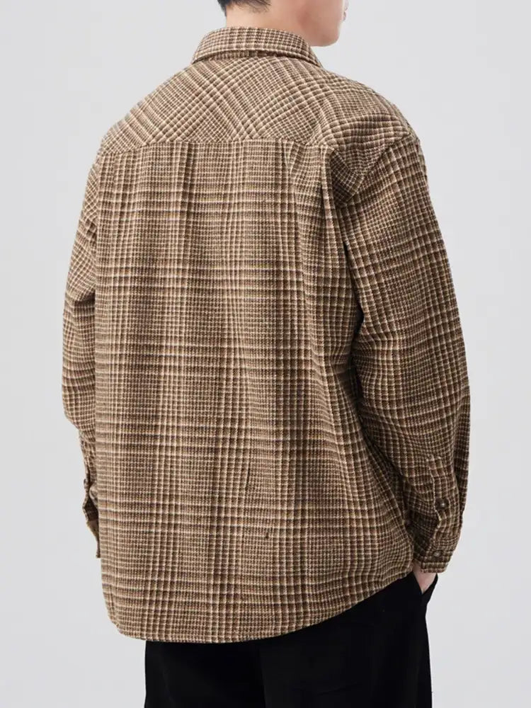 Men’s Plus Size Plaid Button Up Long Sleeve Shirt