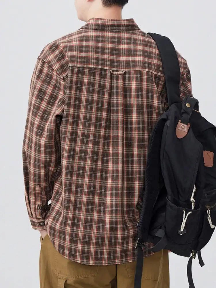 Men’s Plus Size Plaid Button Up Long Sleeve Shirt