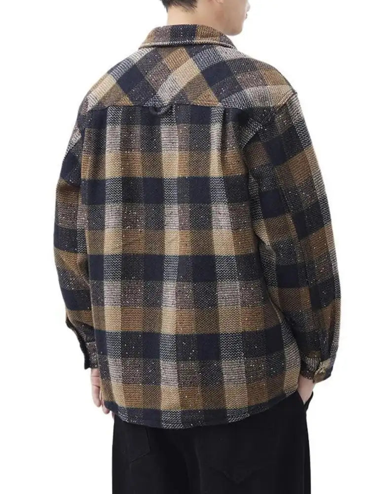Men’s Plus Size Plaid Button Up Long Sleeve Shirt