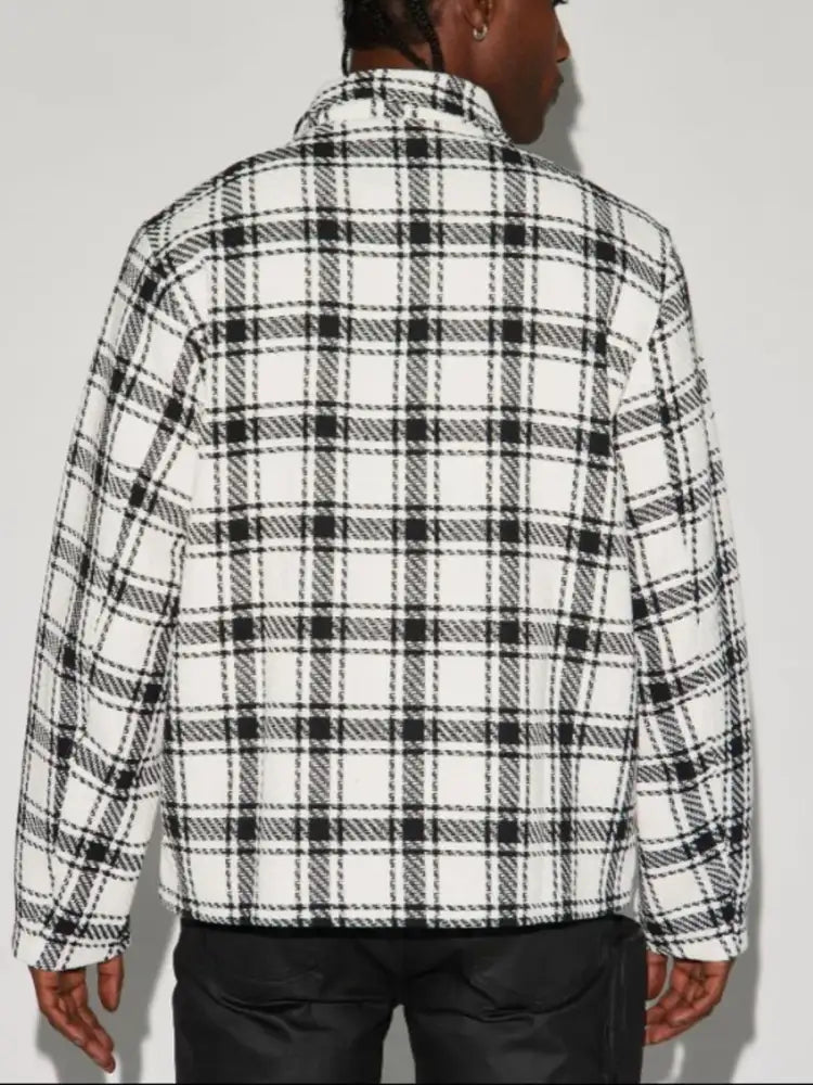 Men’s Plus Size Plaid Button Up Long Sleeve Shirt