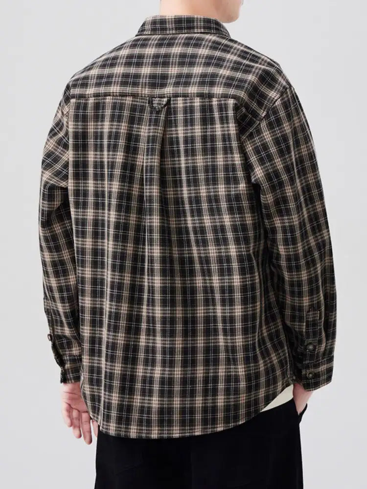 Men’s Plus Size Plaid Button Up Long Sleeve Shirt