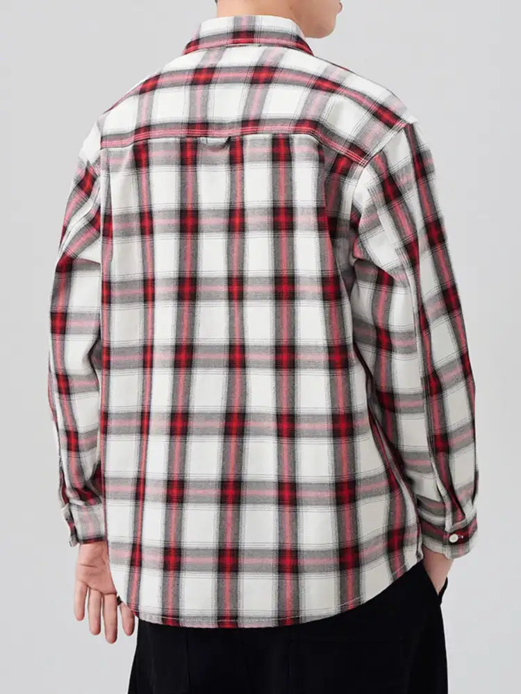 Men’s Plus Size Plaid Button Up Long Sleeve Shirt