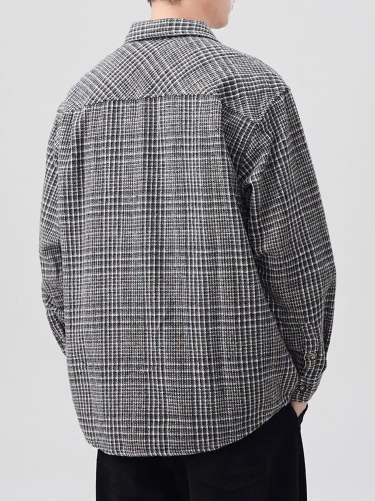 Men’s Plus Size Plaid Button Up Long Sleeve Shirt