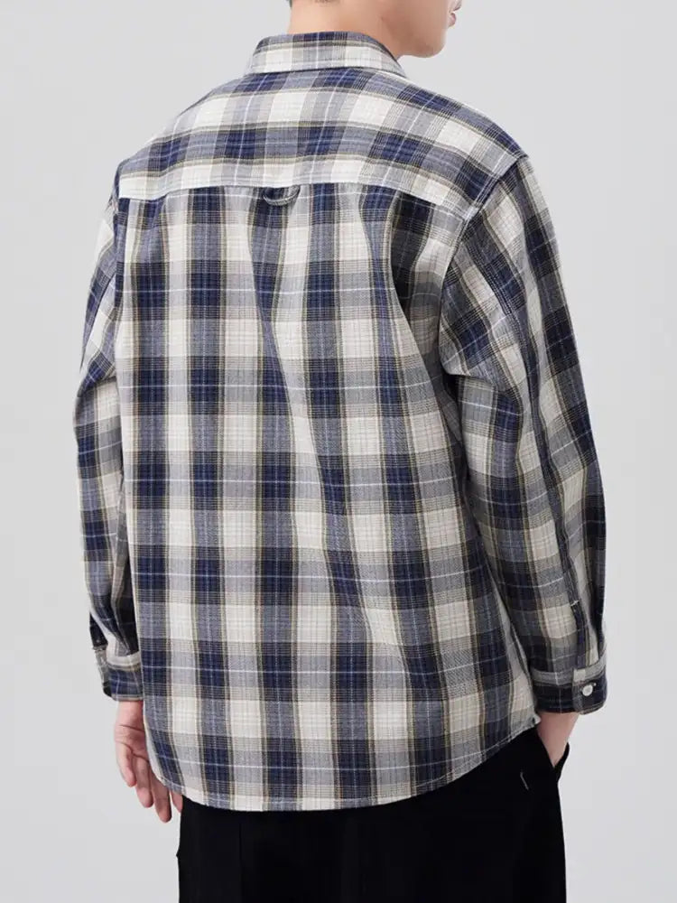 Men’s Plus Size Plaid Button Up Long Sleeve Shirt