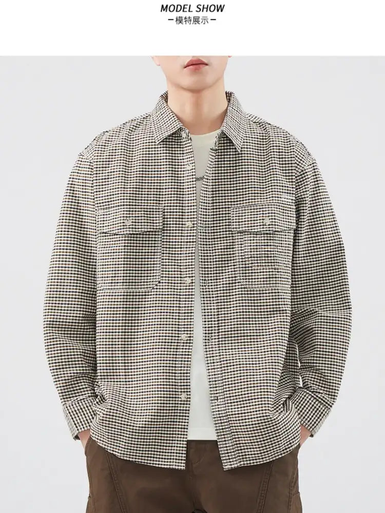 Men’s Plus Size Plaid Button Up Long Sleeve Shirt