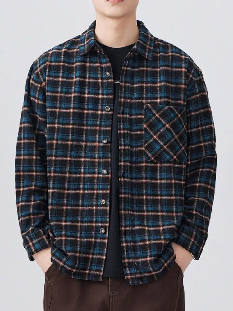 Men’s Plus Size Plaid Button-Up Shirt