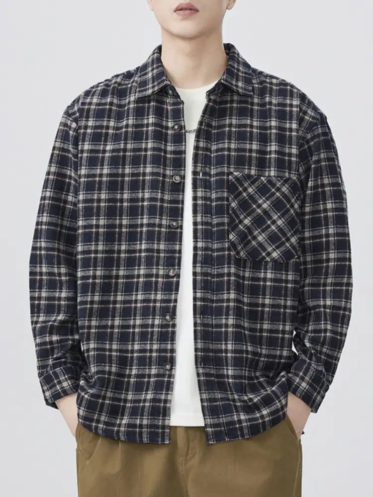 Men’s Plus Size Plaid Button-Up Shirt