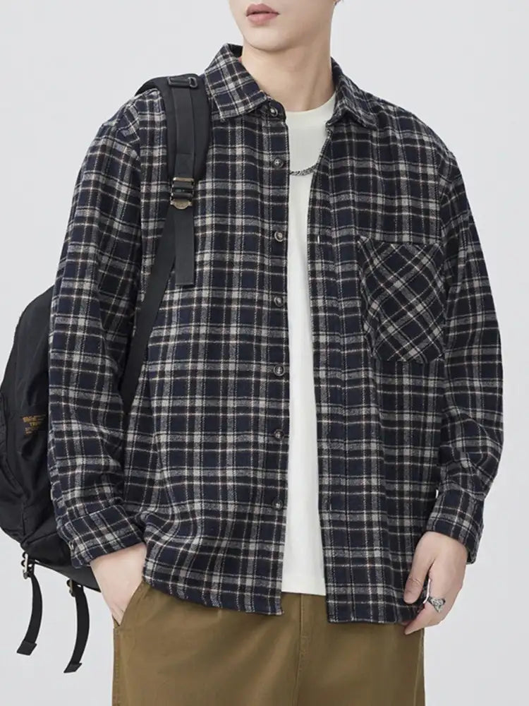 Men’s Plus Size Plaid Button-Up Shirt