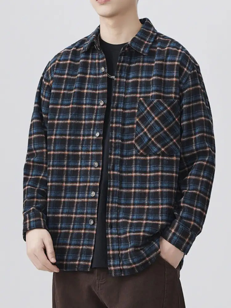 Men’s Plus Size Plaid Button-Up Shirt