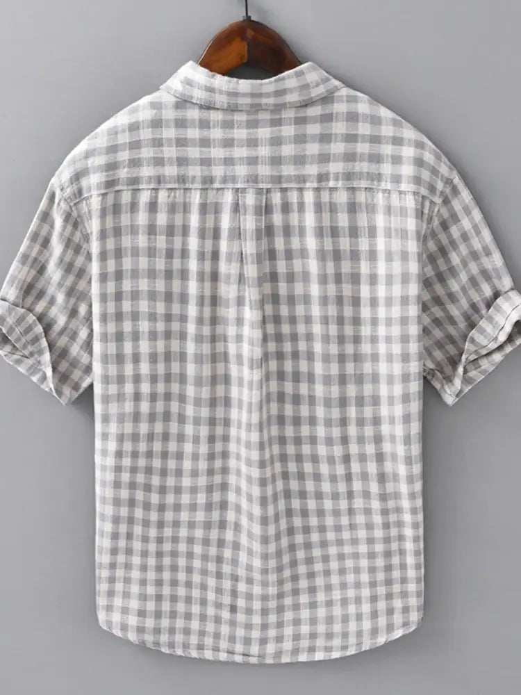 Men’s Plus Size Plaid Button Up Short Sleeve Shirt