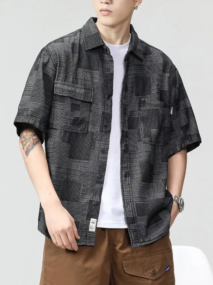 Men’s Plus Size Plaid Short Sleeve Shirt
