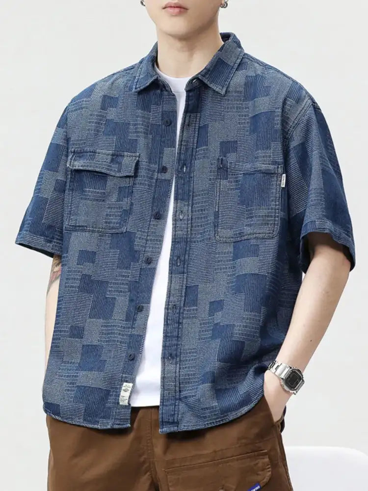 Men’s Plus Size Plaid Short Sleeve Shirt