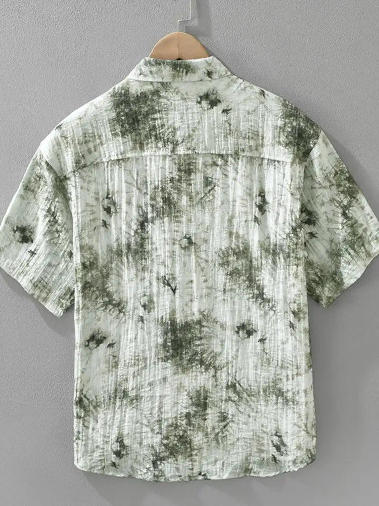 Men’s Plus Size Printed Button Up Short Sleeve Shirt