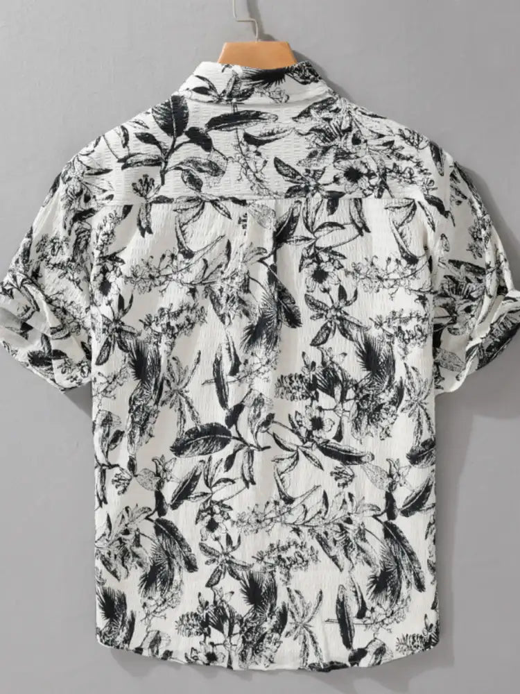 Men’s Plus Size Printed Button Up Short Sleeve Shirt