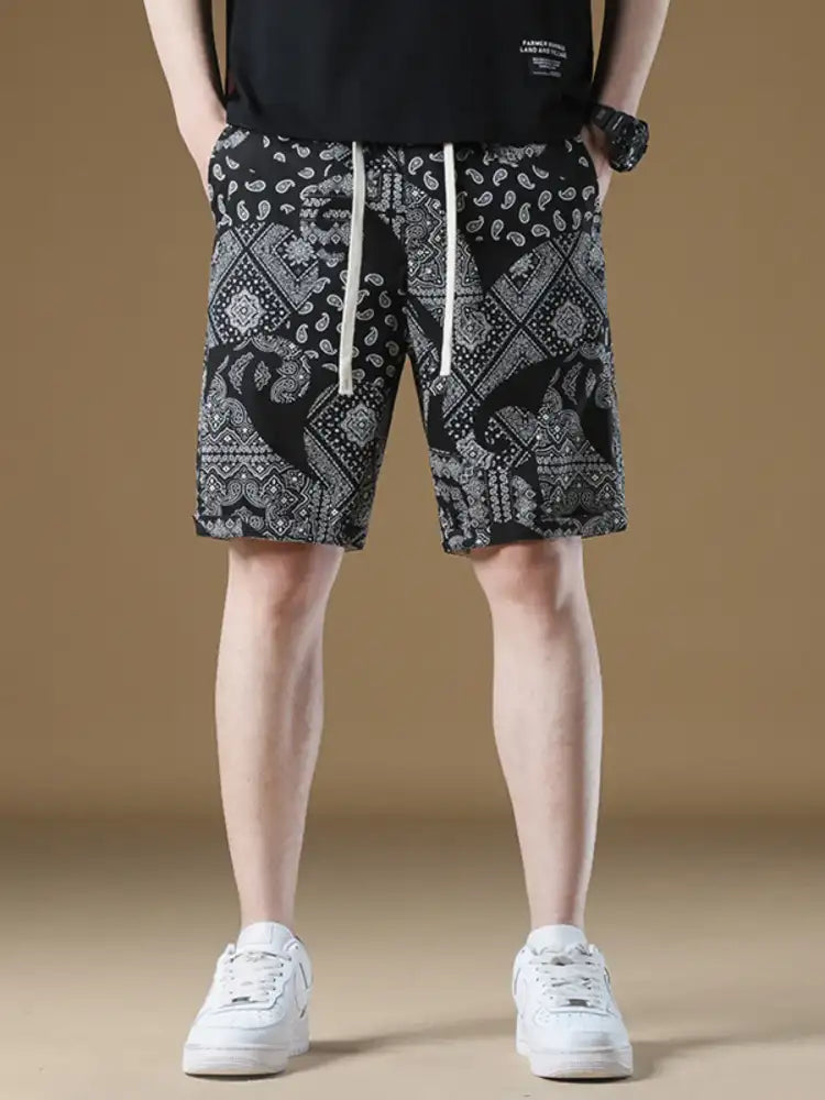 Men’s Plus Size Printed Drawstring Shorts