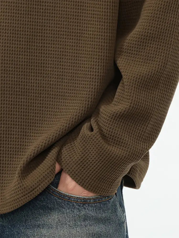 Men’s Plus Size Quarter-Zip Long Sleeve T-Shirt