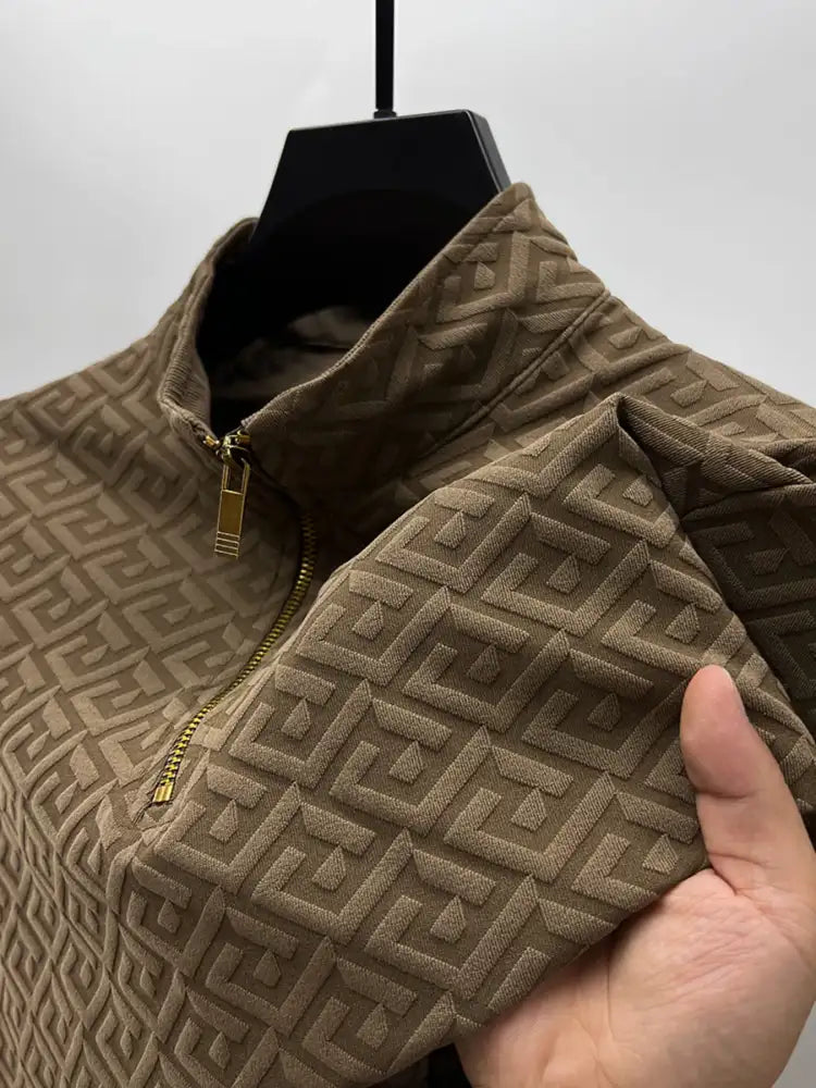 Men’s Plus Size Quarter Zip Long Sleeve Top